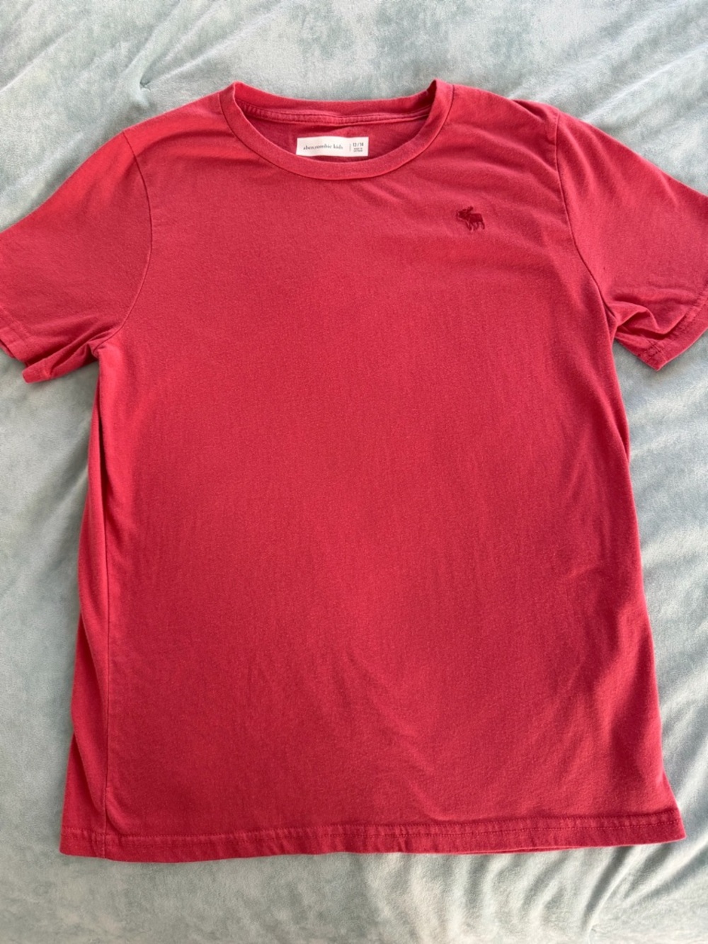 abercrombie kids red crew neck tee with embroidered moose